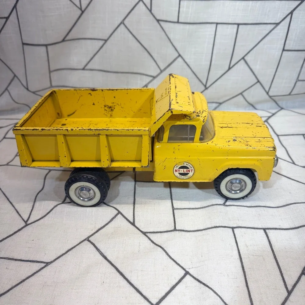 Ny-Lint Ford Dump Truck OS Yellow Vintage Pressed Steel Toy No. 1600